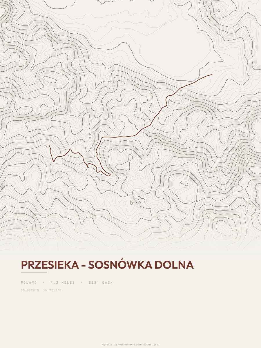 Przesieka - Sosnówka Dolna topographic trail print