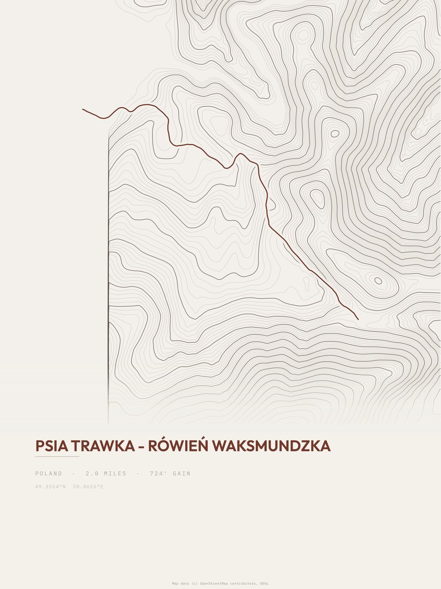 Psia Trawka - Rówień Waksmundzka Topographic print