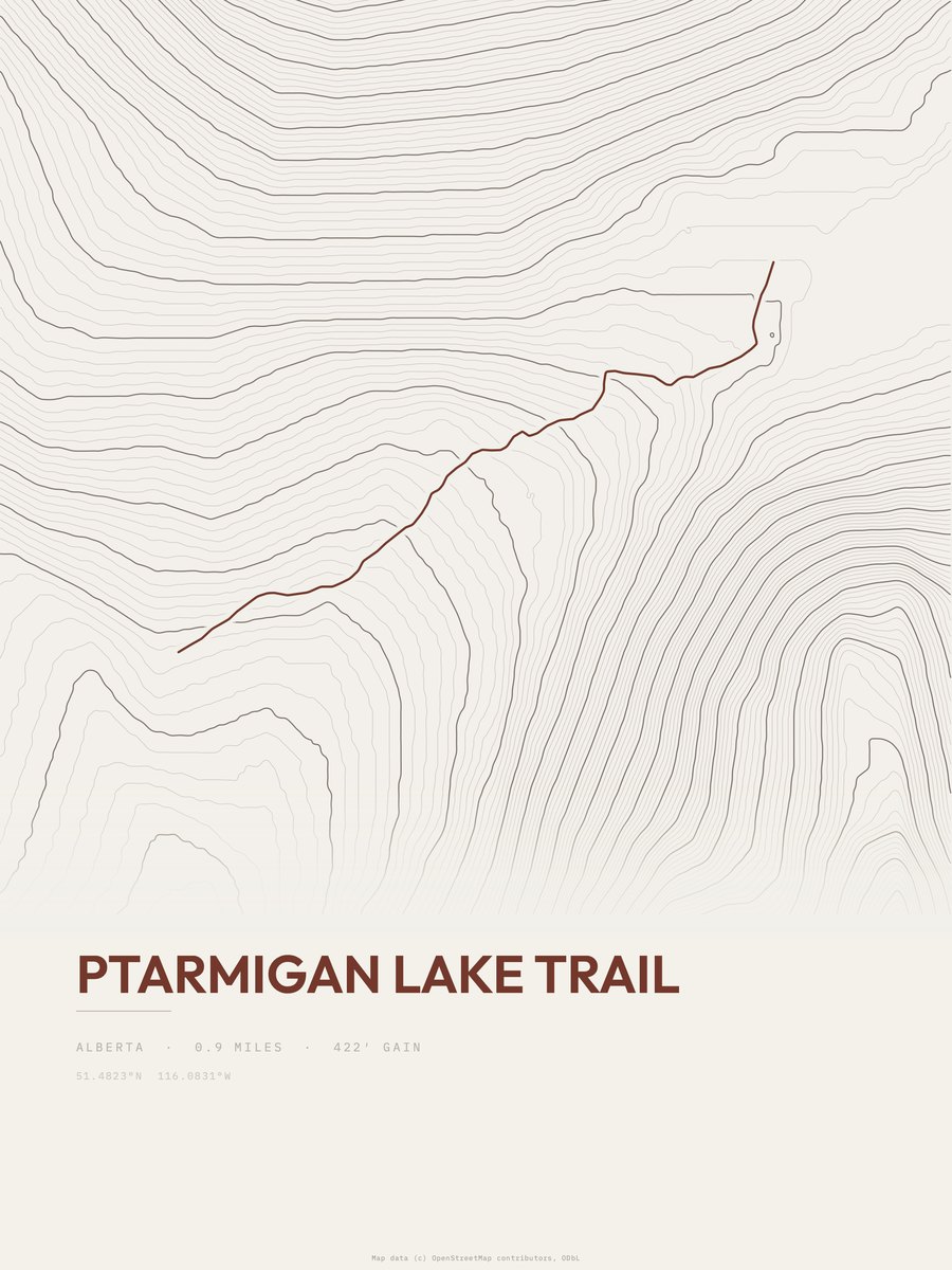 Ptarmigan Lake Trail Topographic print