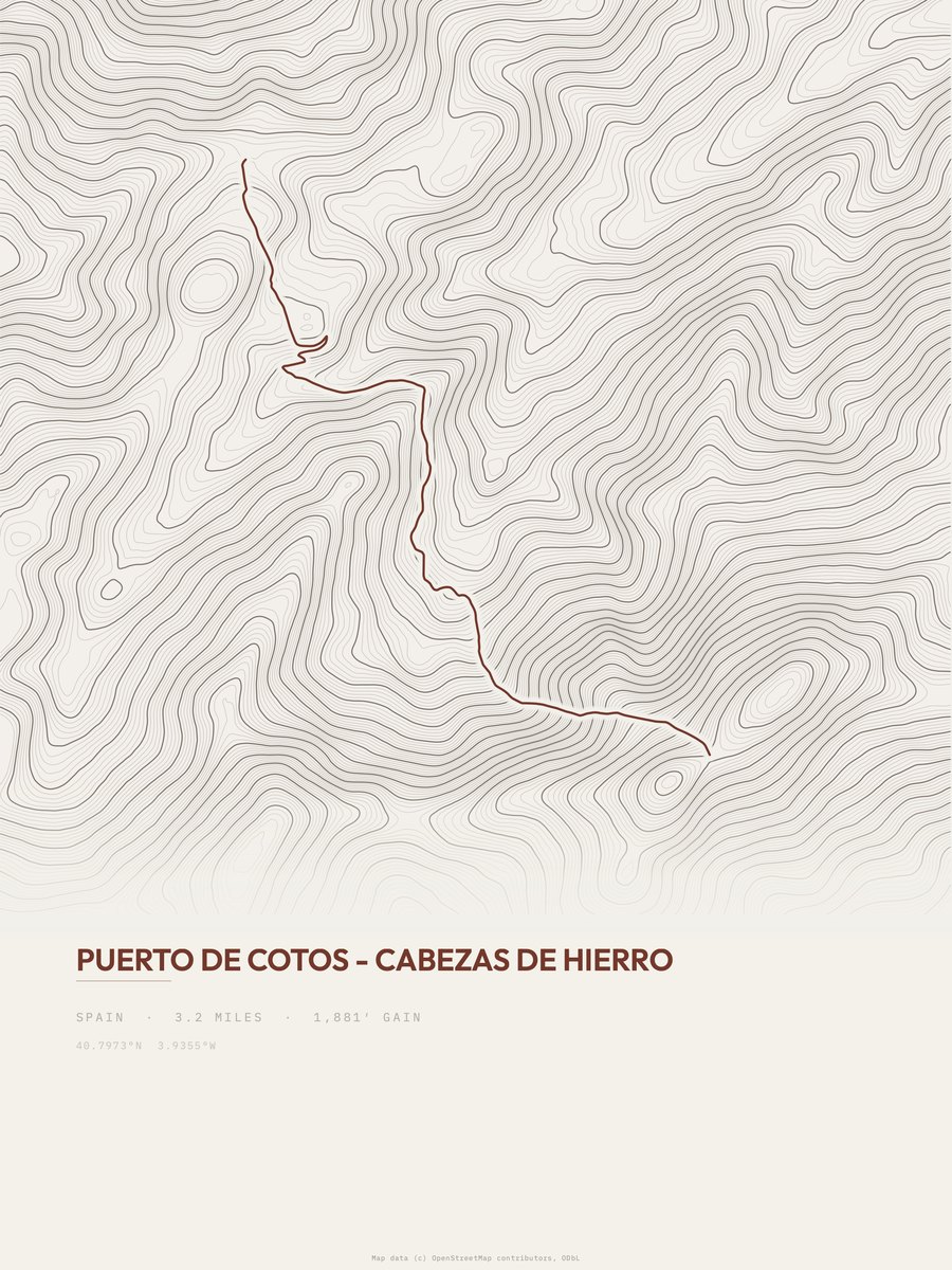 Cabezas de Hierro topographic trail print