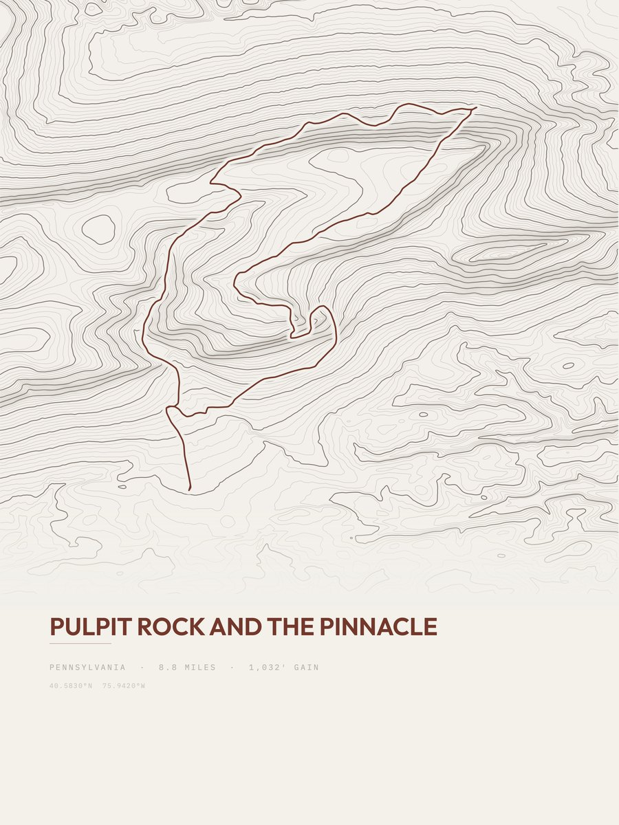 Pulpit Rock and The Pinnacle topographic trail print