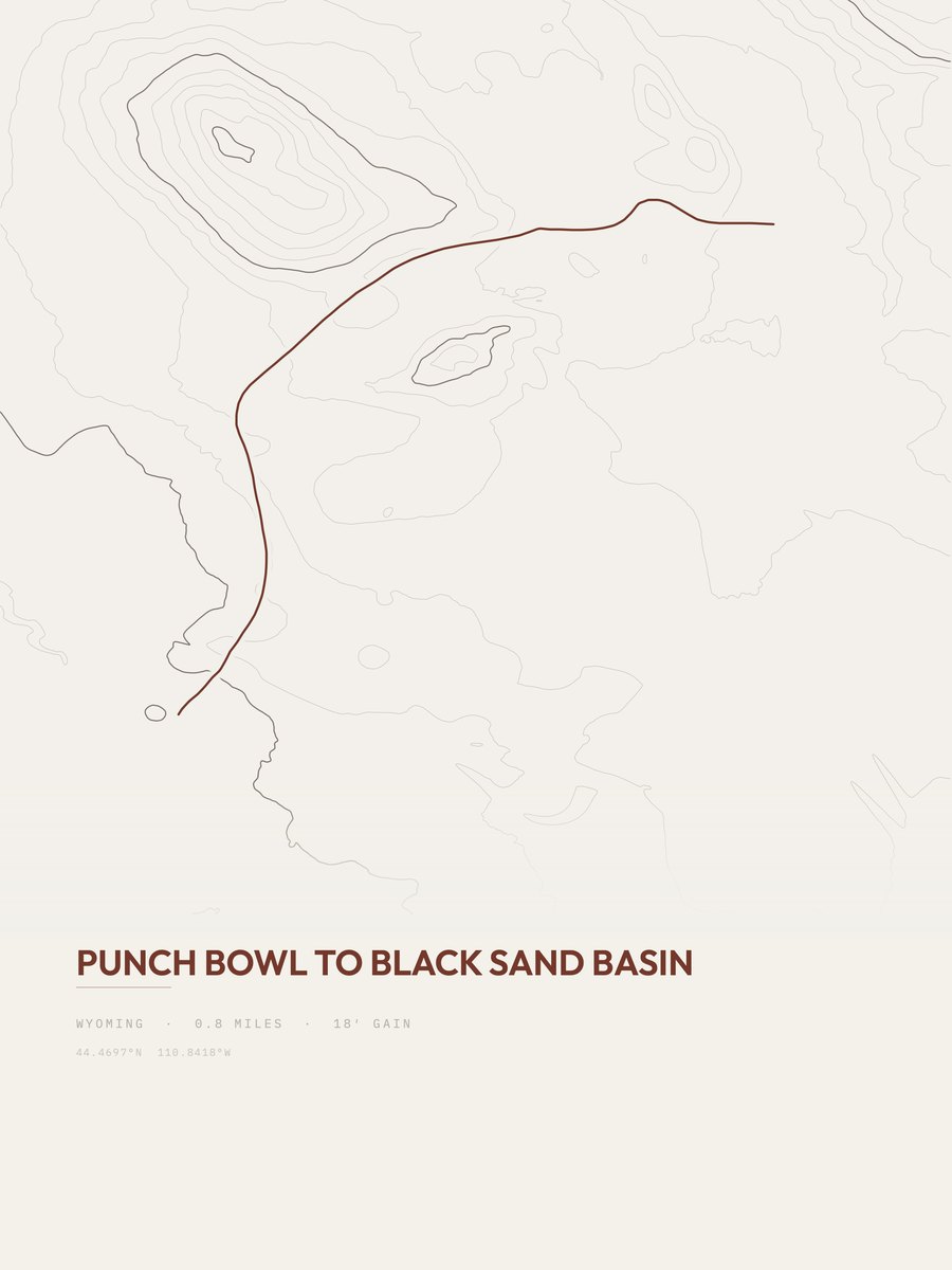 Punch Bowl to Black Sand Basin Topographic print