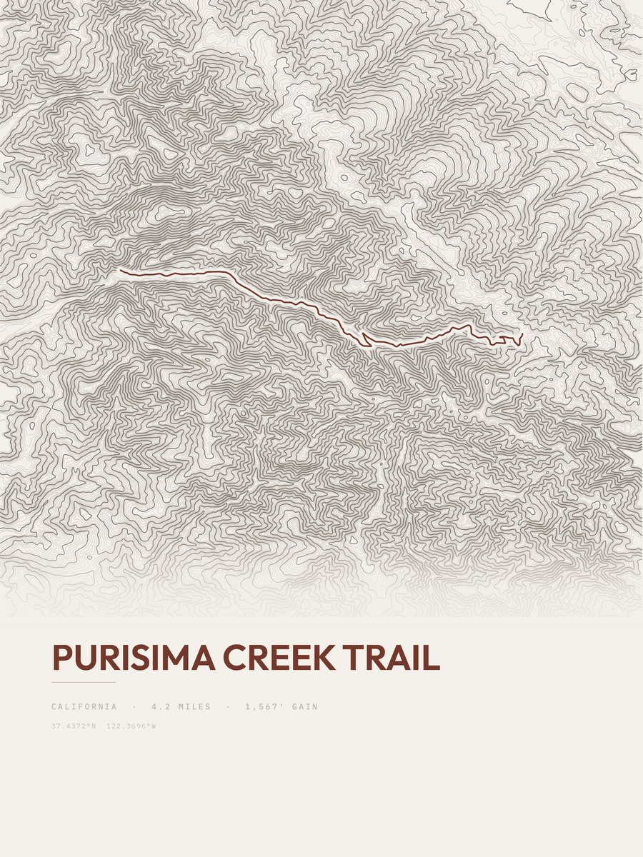 Purisima Creek Trail Topographic print