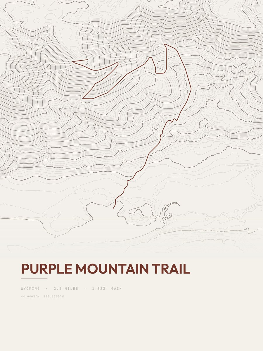 Purple Mountain Trail topographic trail print