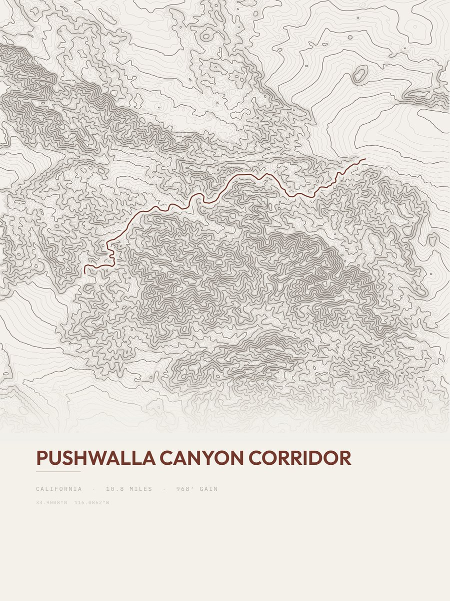 Pushwalla Canyon Corridor Topographic print