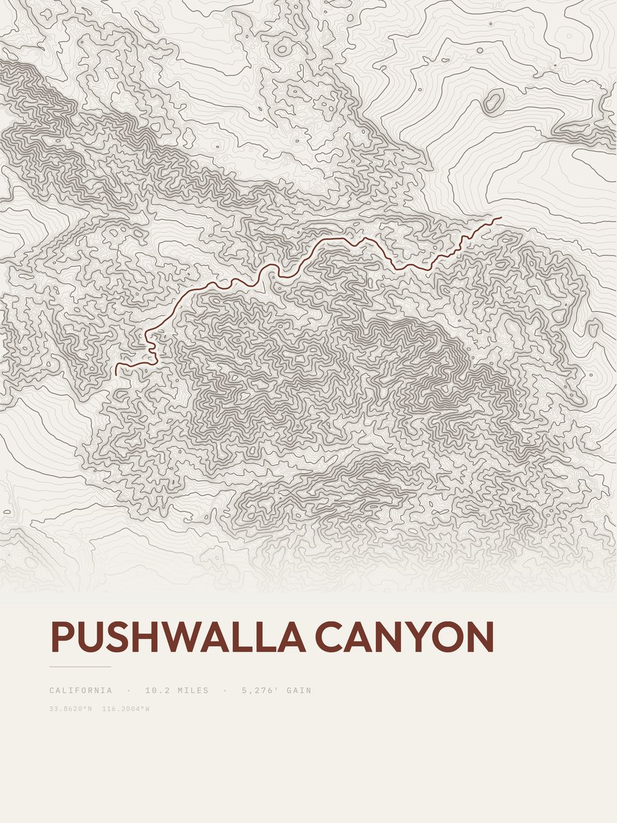 Pushwalla Canyon Topographic print