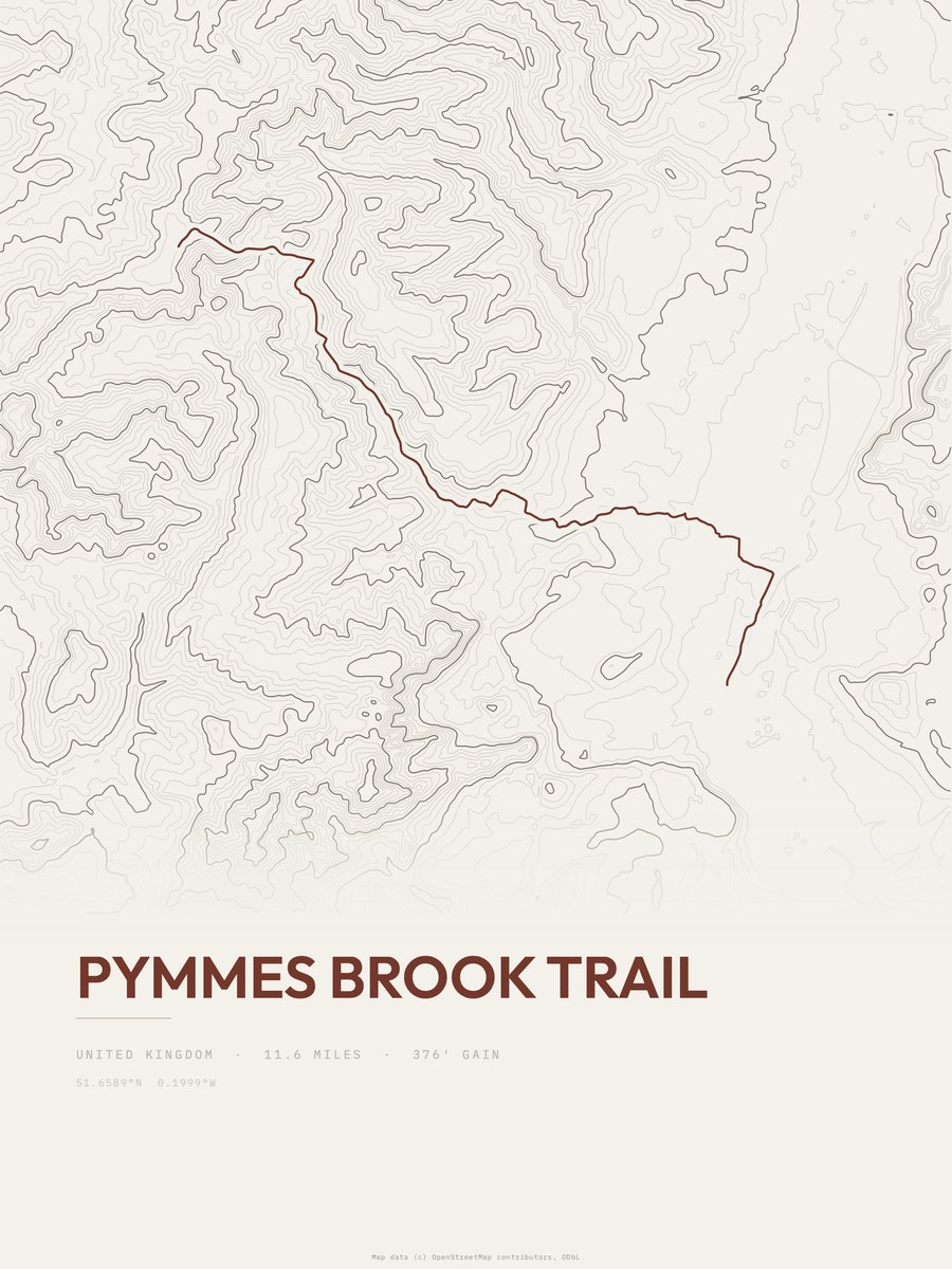 Pymmes Brook Trail Topographic print