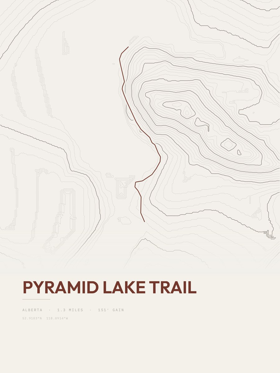 Pyramid Lake Trail topographic trail print