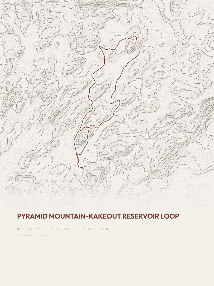 Pyramid Mountain topographic trail print