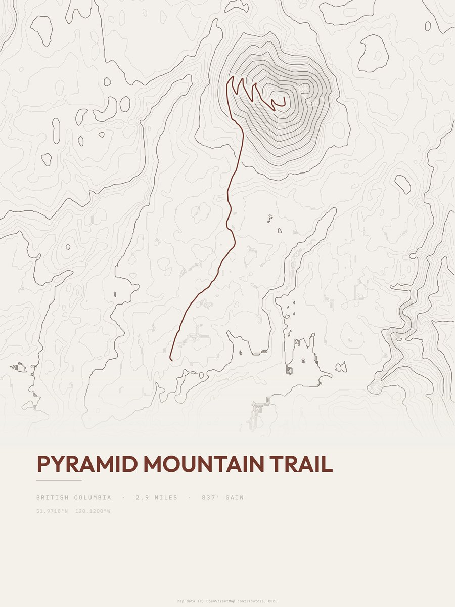 Pyramid Mountain Trail Topographic print