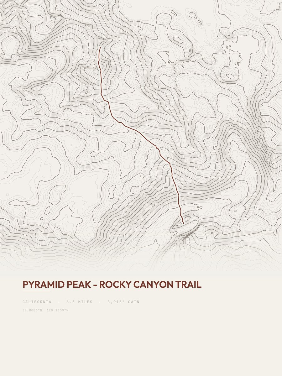Pyramid Peak Topographic print