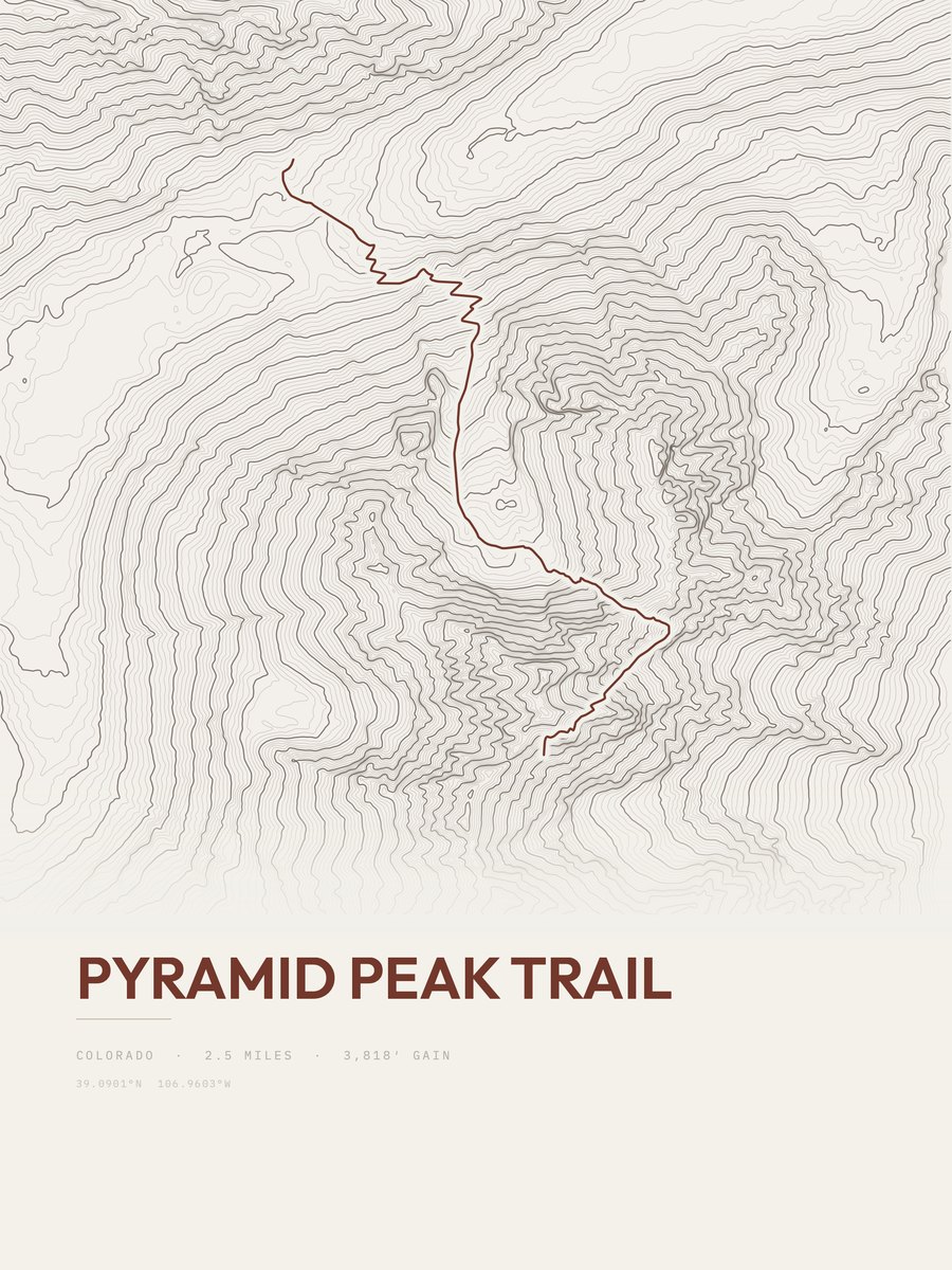 Pyramid Peak Trail topographic trail print