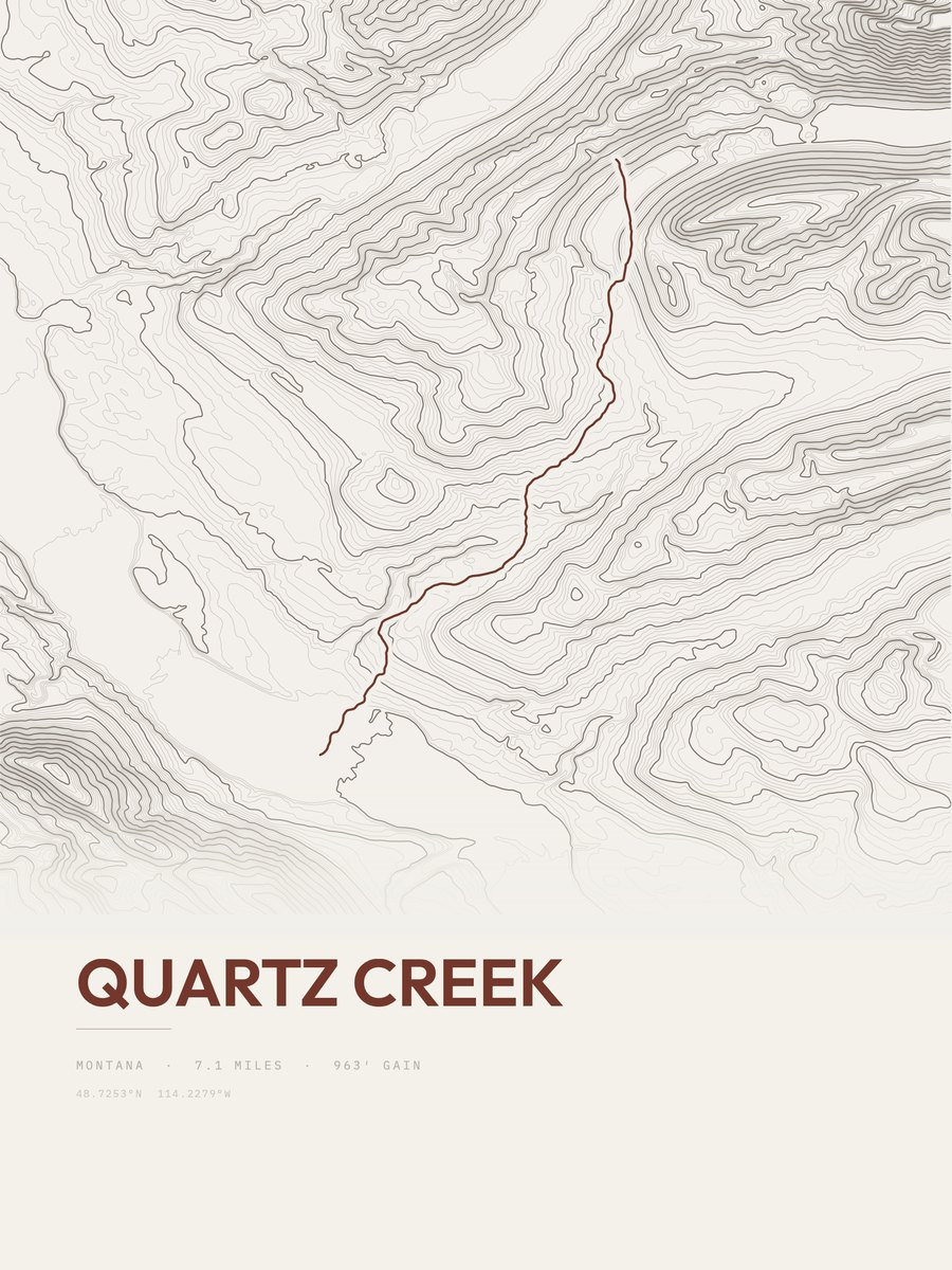 Quartz Creek topographic trail print