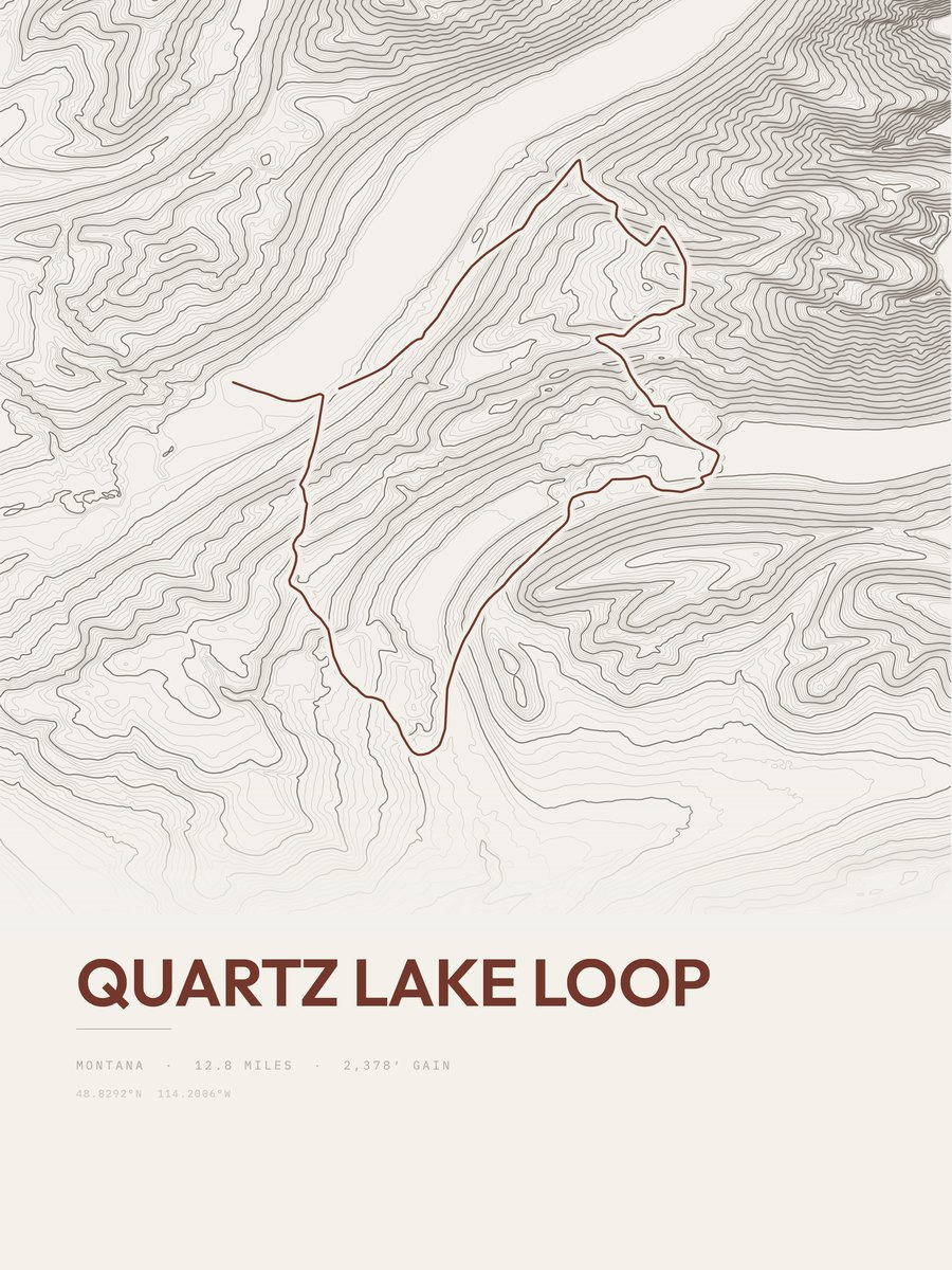 Quartz Lake Loop topographic trail print