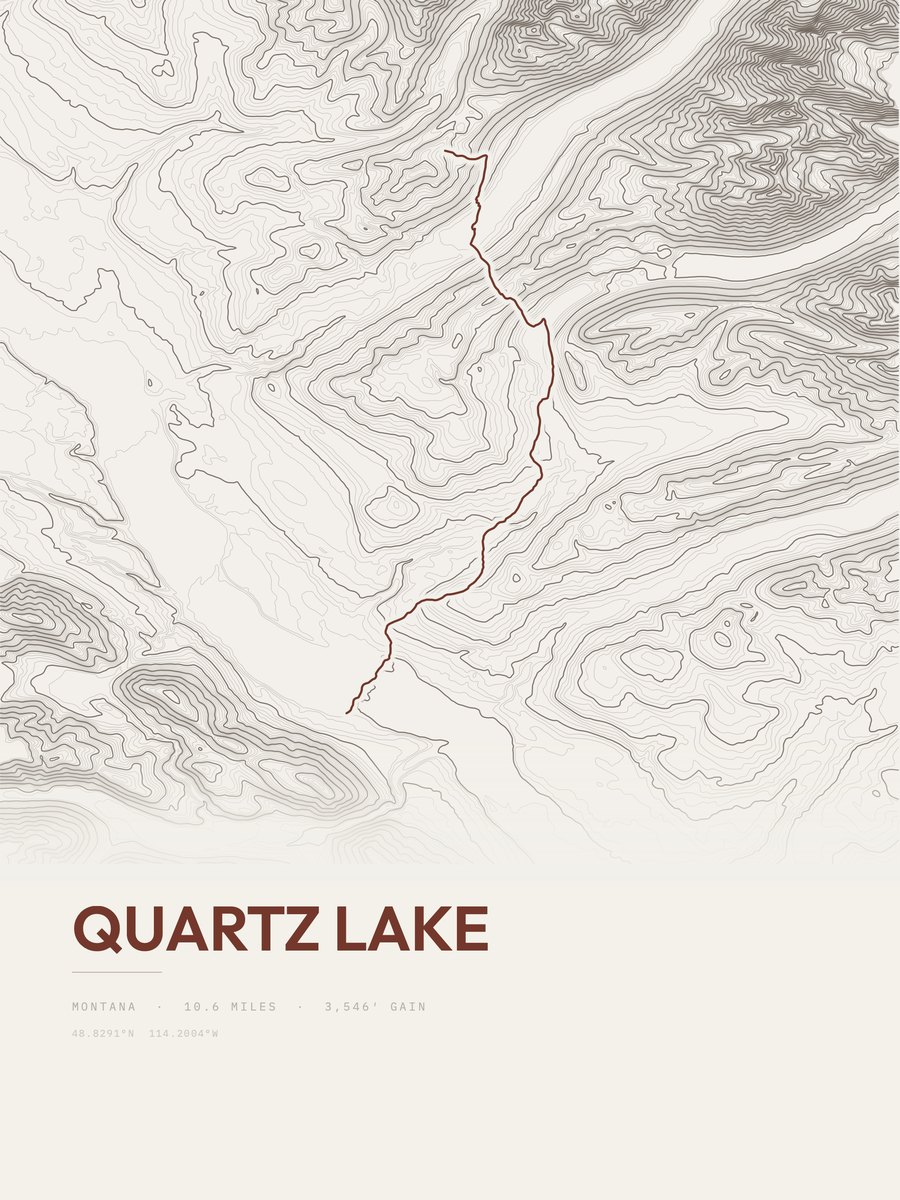 Quartz Lake topographic trail print