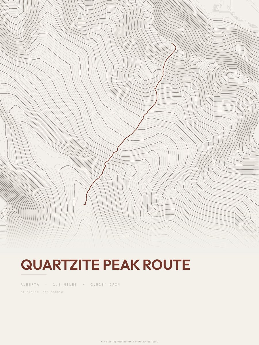 Quartzite Peak Route Topographic print