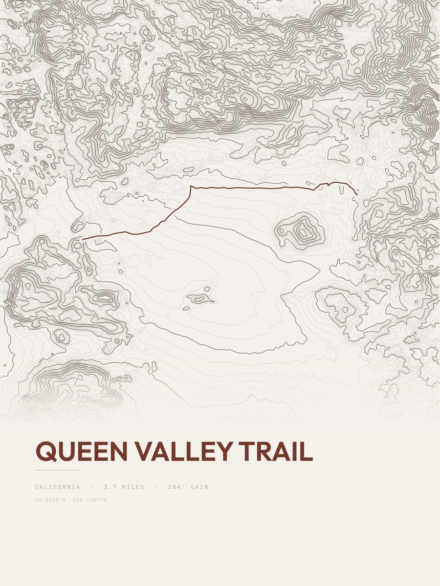 Queen Valley Trail topographic trail print