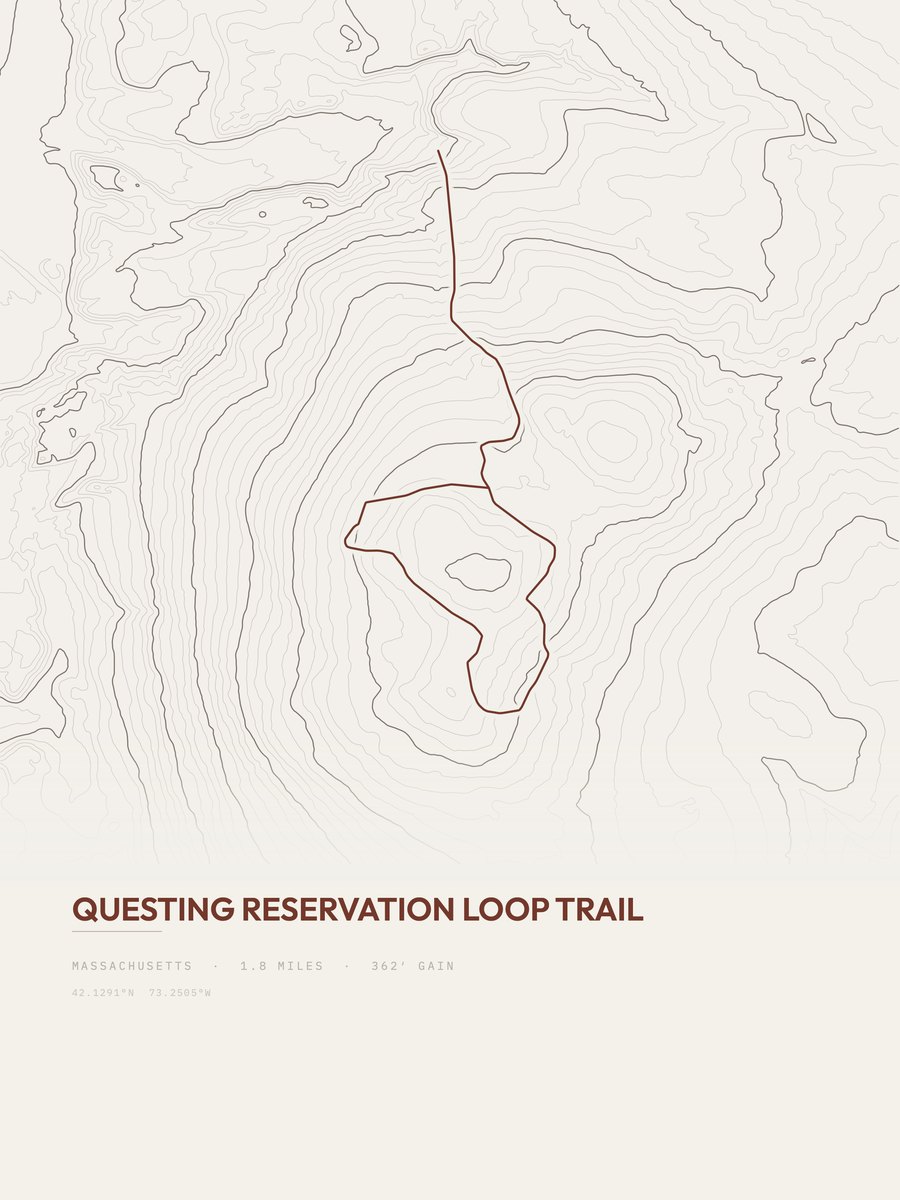 Questing Reservation Loop Trail topographic trail print