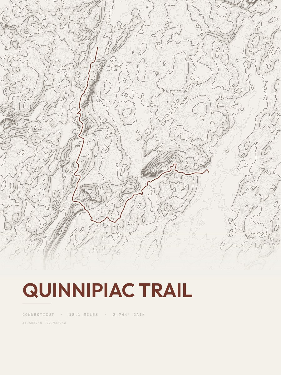 Quinnipiac Trail topographic trail print