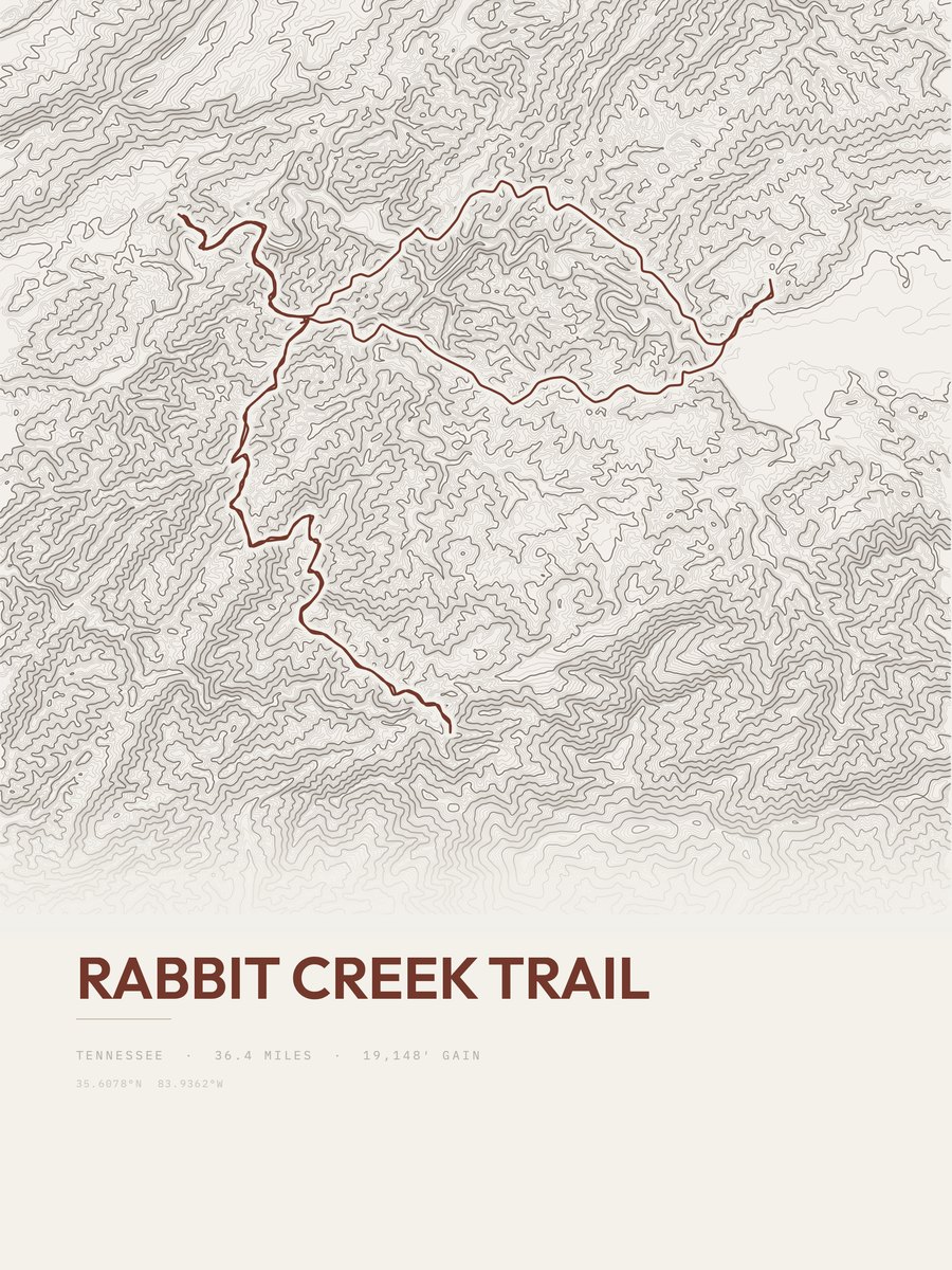 Rabbit Creek Trail topographic trail print