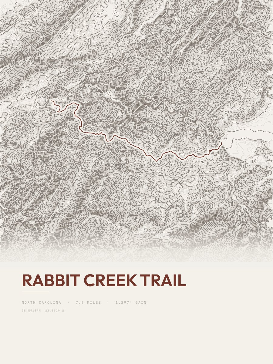 Rabbit Creek Trail Topographic print