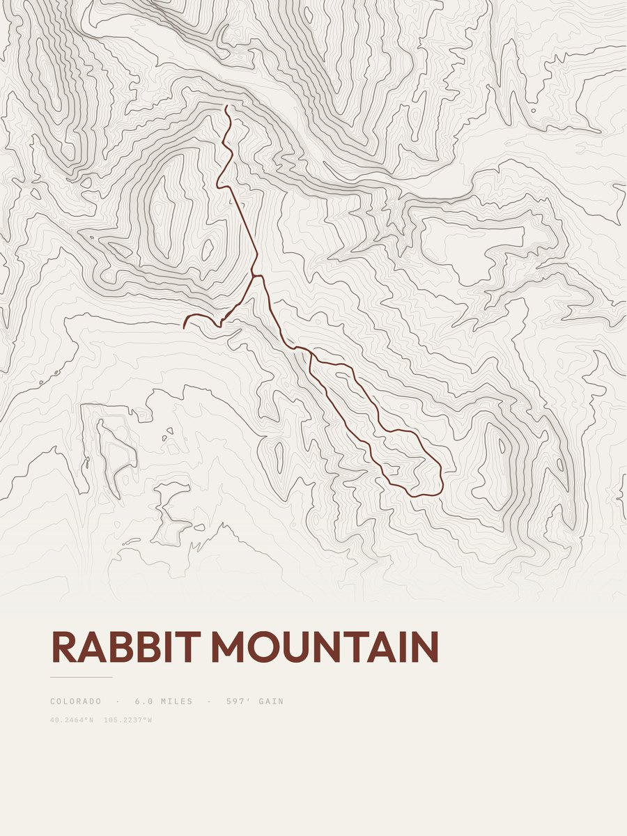 Rabbit Mountain Topographic print
