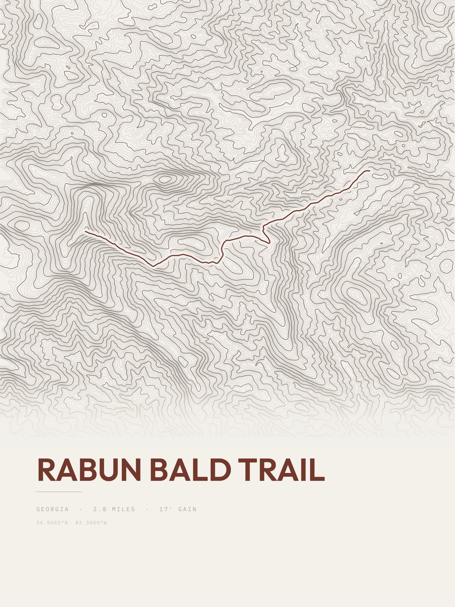 Rabun Bald Trail Topographic print