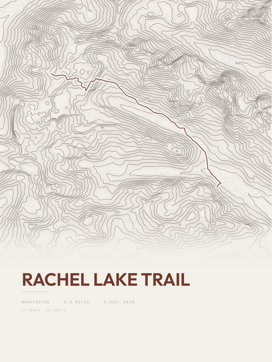 Rachel Lake Trail Topographic print