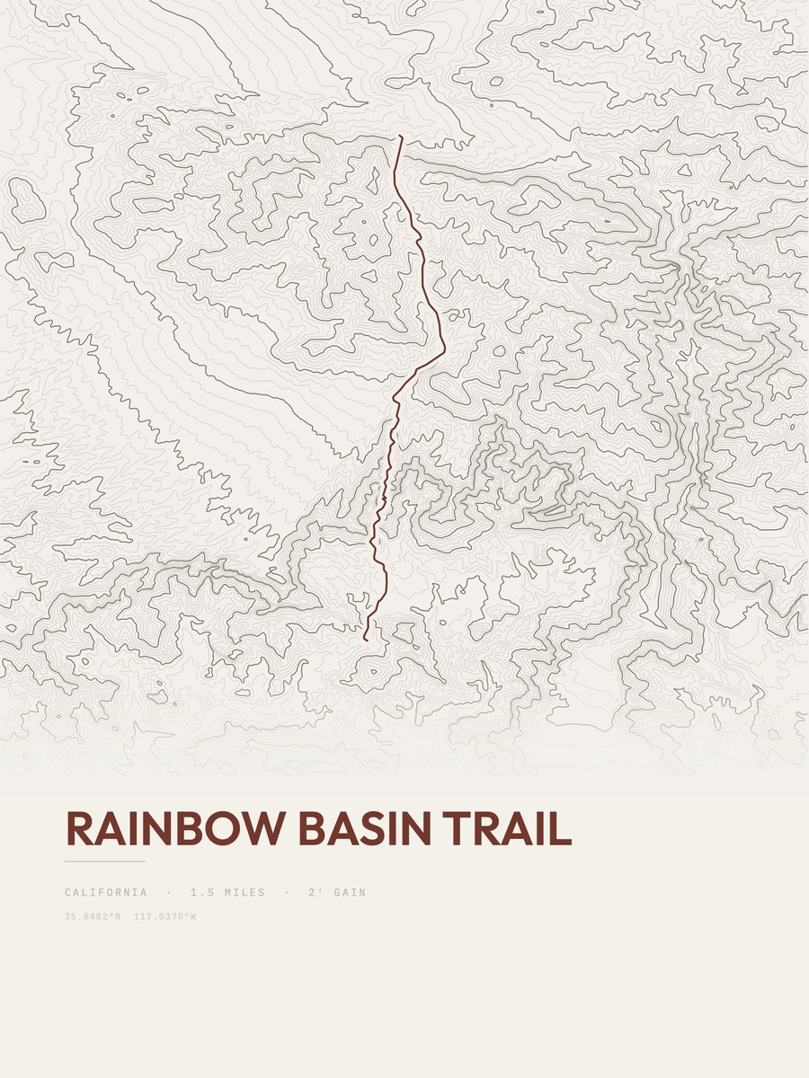 Rainbow Basin Trail Topographic print