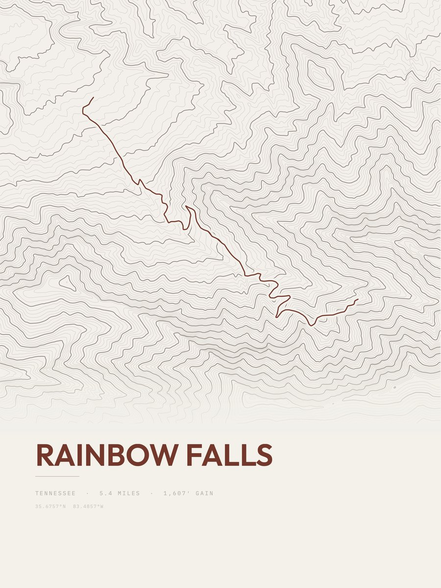 Rainbow Falls Topographic print