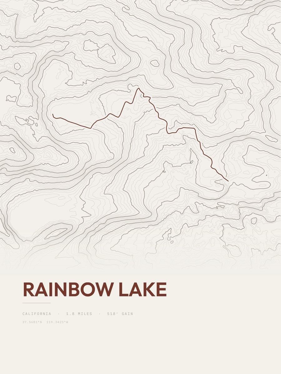 Rainbow Lake Topographic print