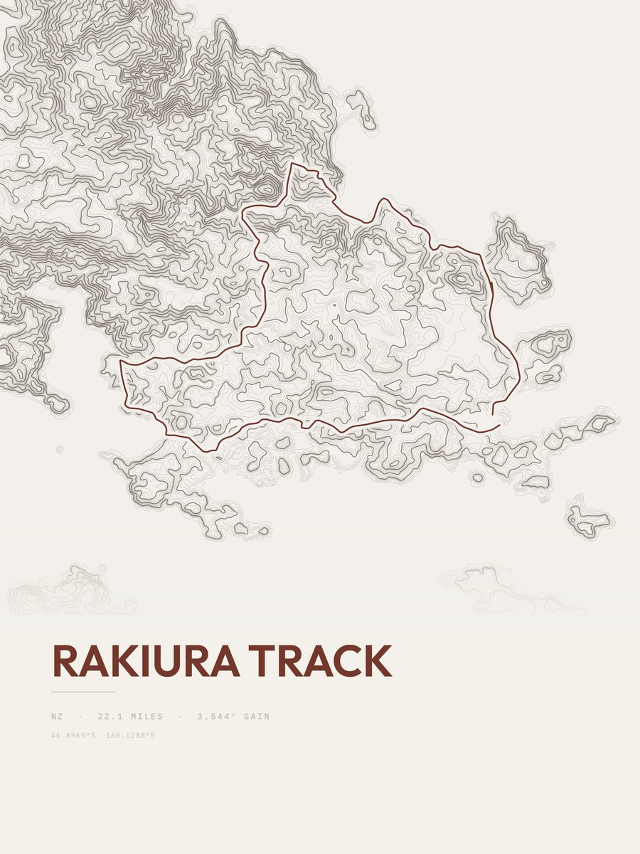 Rakiura Track topographic trail print