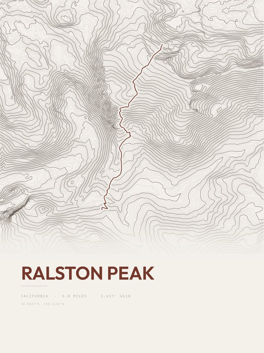 Ralston Peak Topographic print