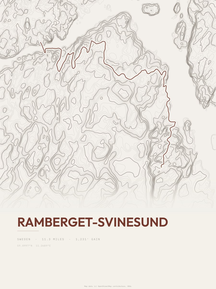 Ramberget-Svinesund topographic trail print