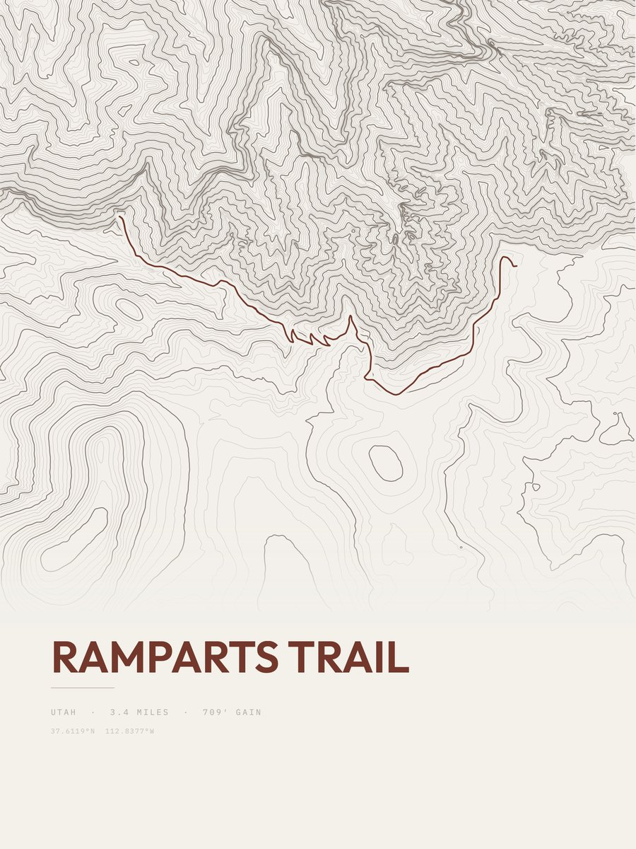Ramparts Trail Topographic print
