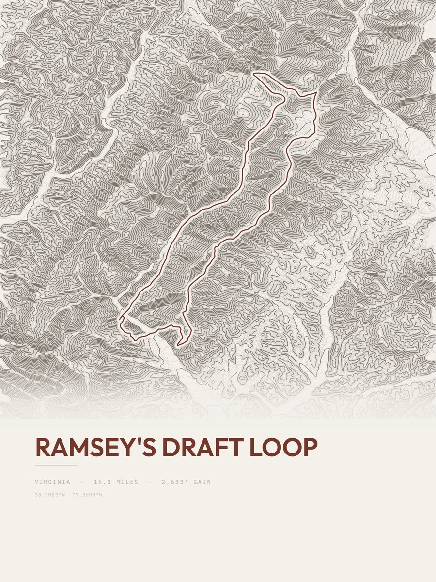 Ramsey's Draft Loop topographic trail print