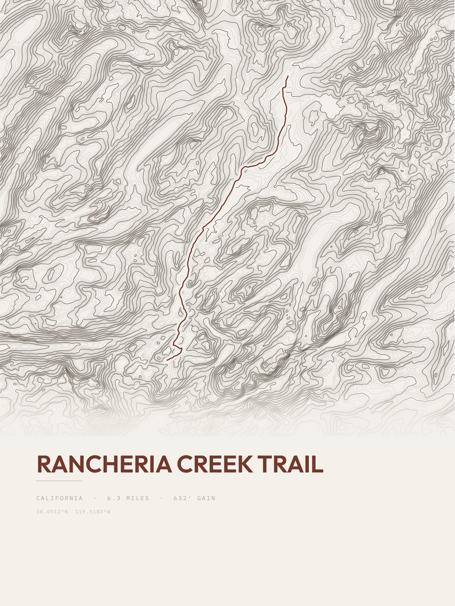 Rancheria Creek Trail Topographic print