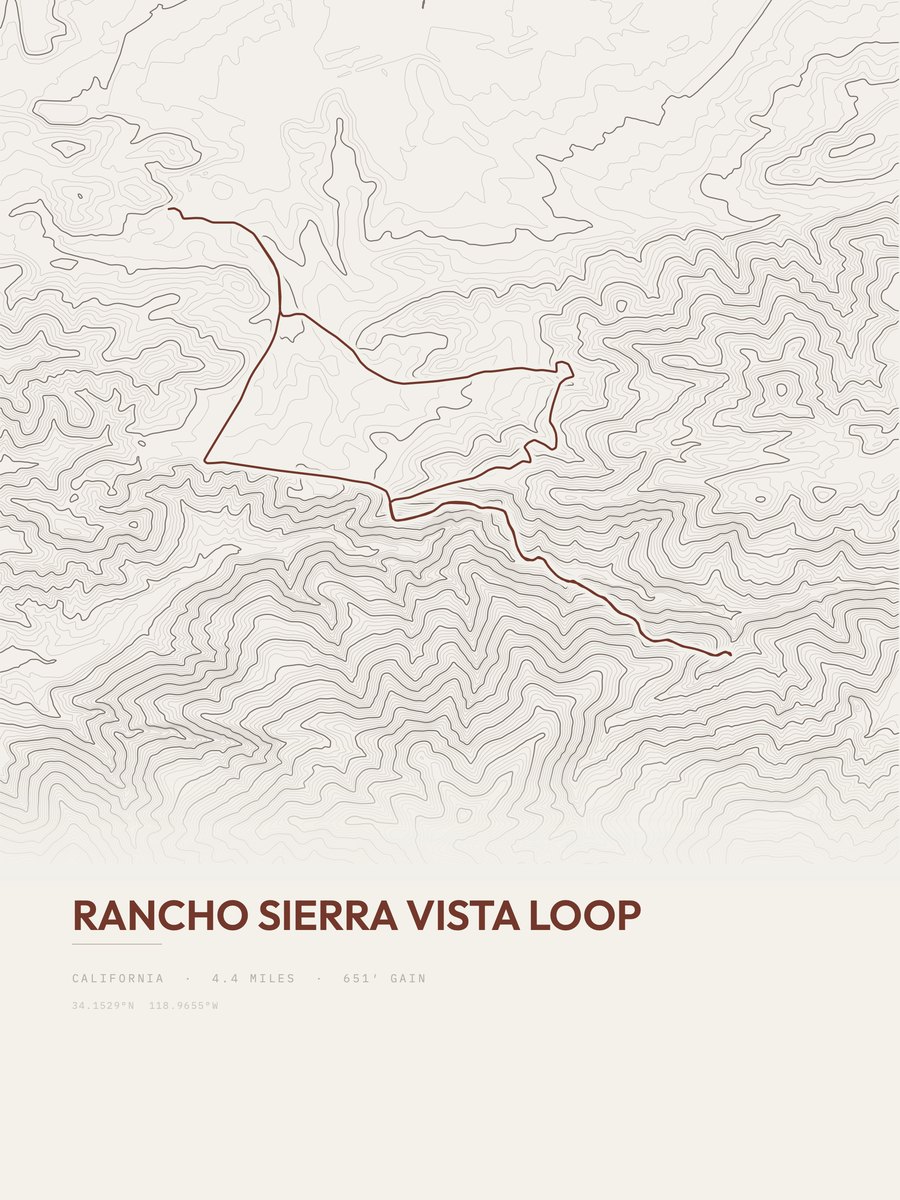 Rancho Sierra Vista Loop topographic trail print