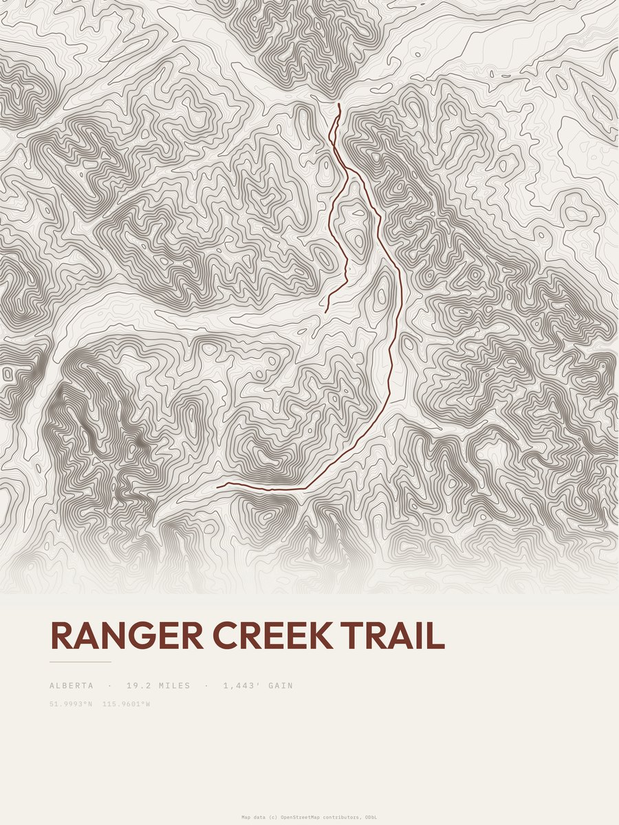 Ranger Creek Trail Topographic print
