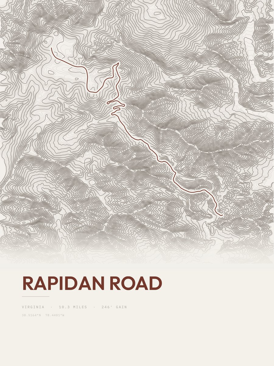 Rapidan Road topographic trail print