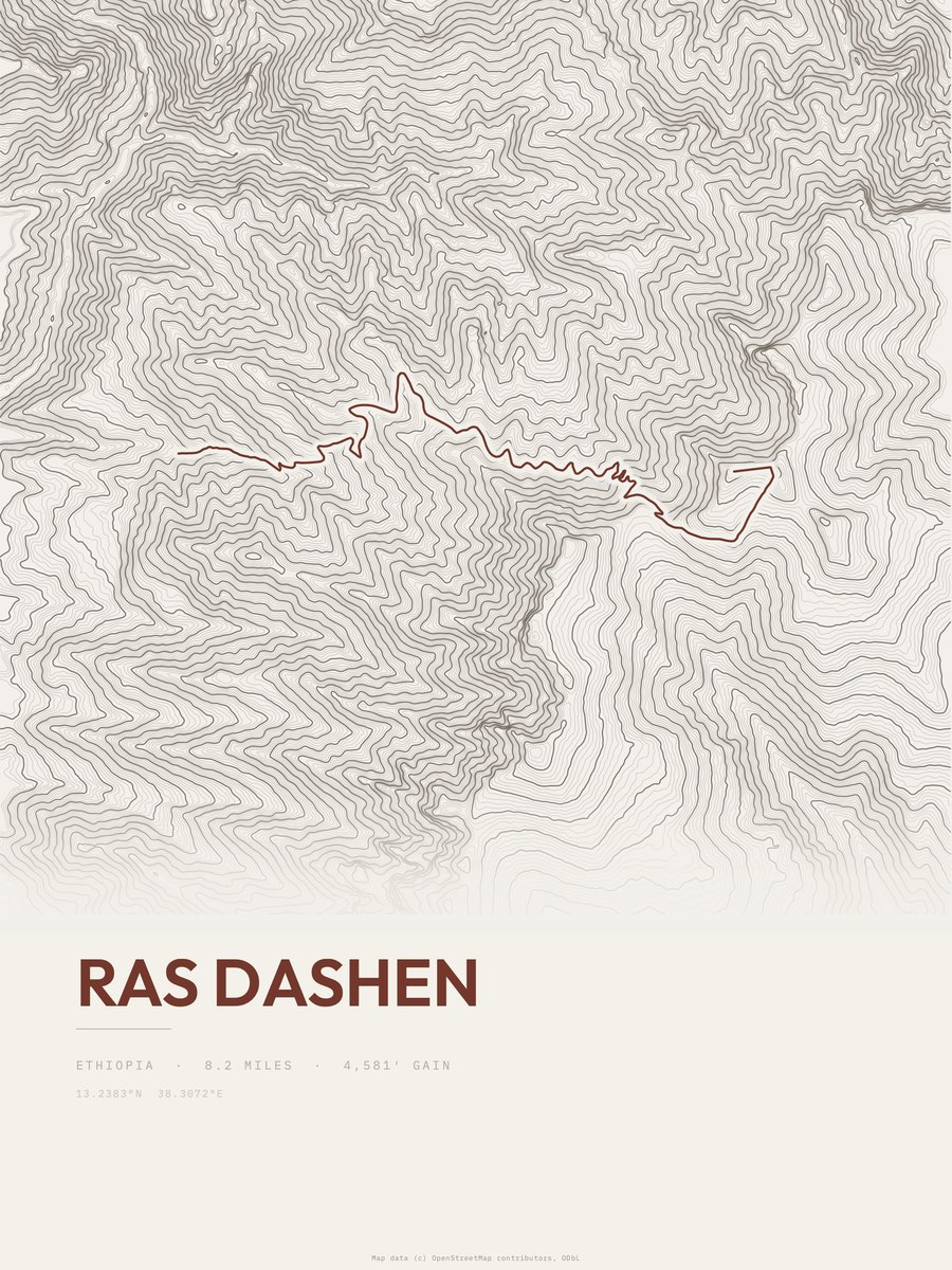 Ras Dashen Topographic print