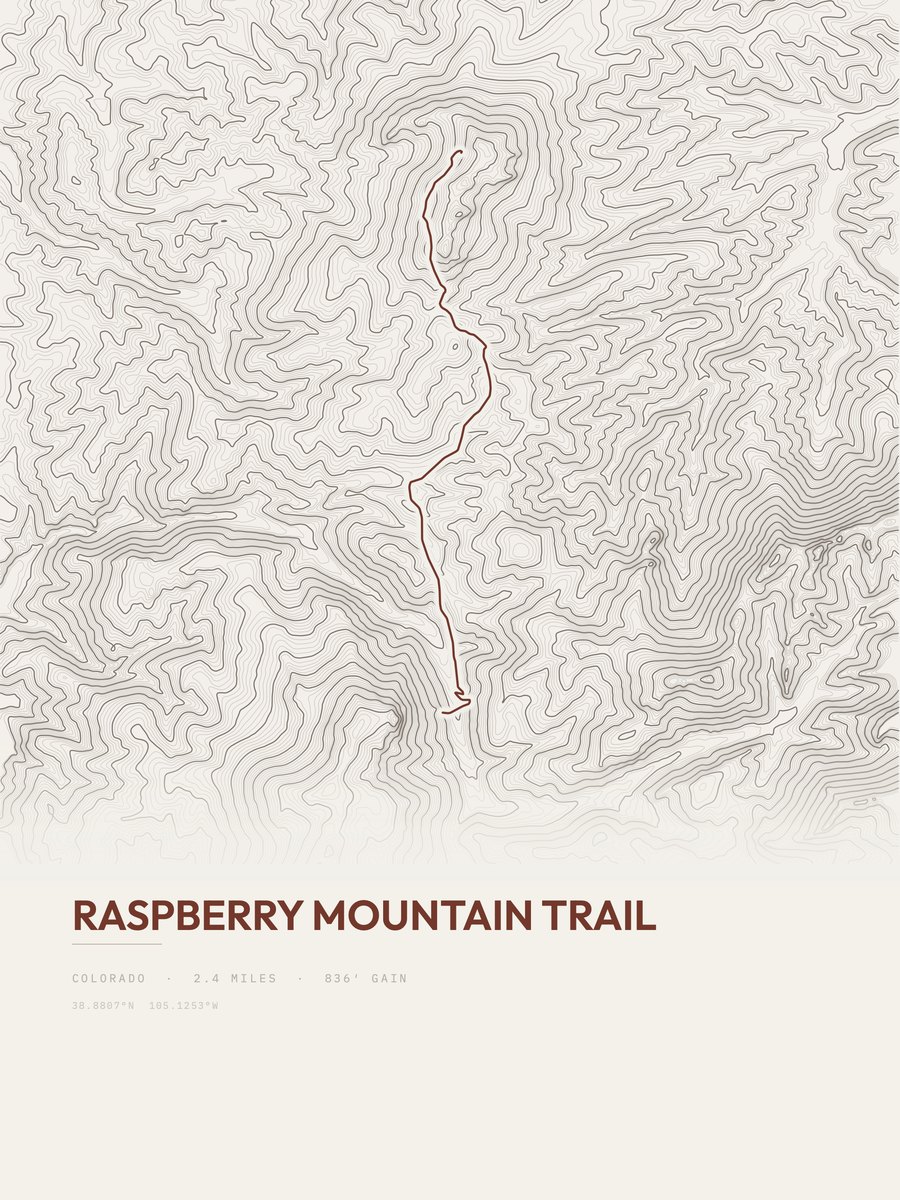Raspberry Mountain Trail Topographic print