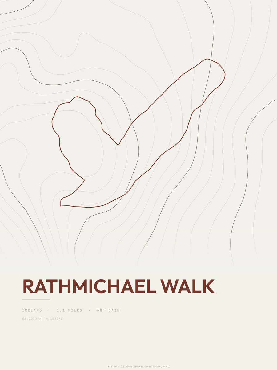Rathmichael Walk topographic trail print