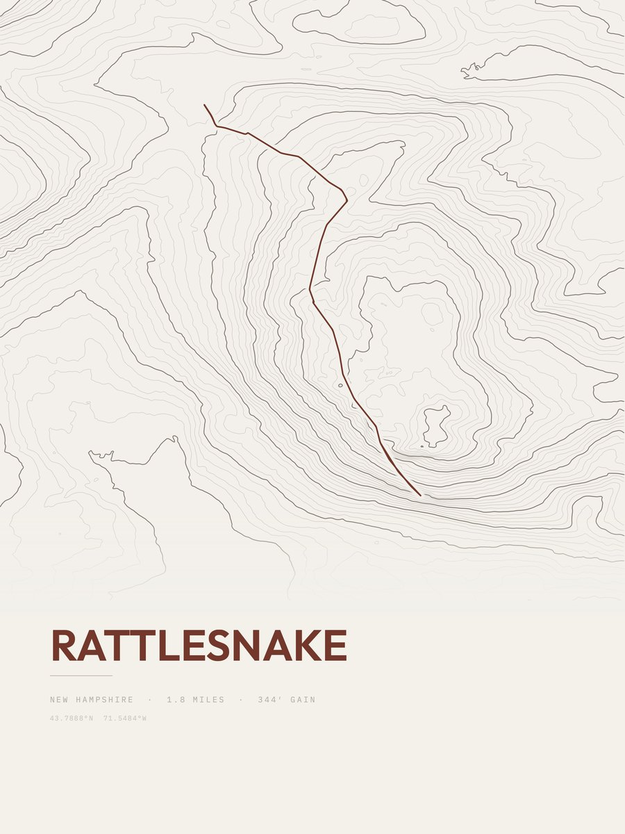 Rattlesnake topographic trail print