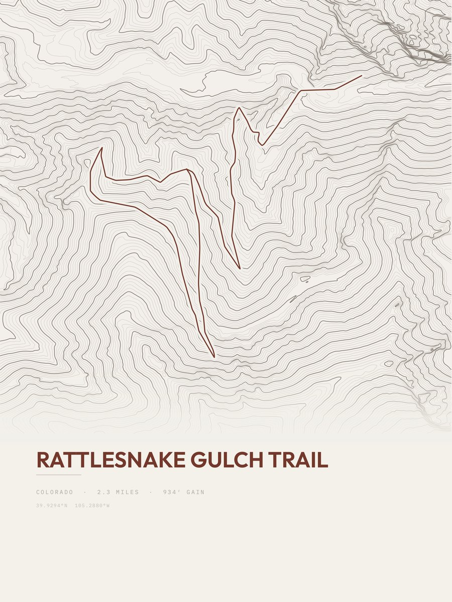 Rattlesnake Gulch Trail topographic trail print