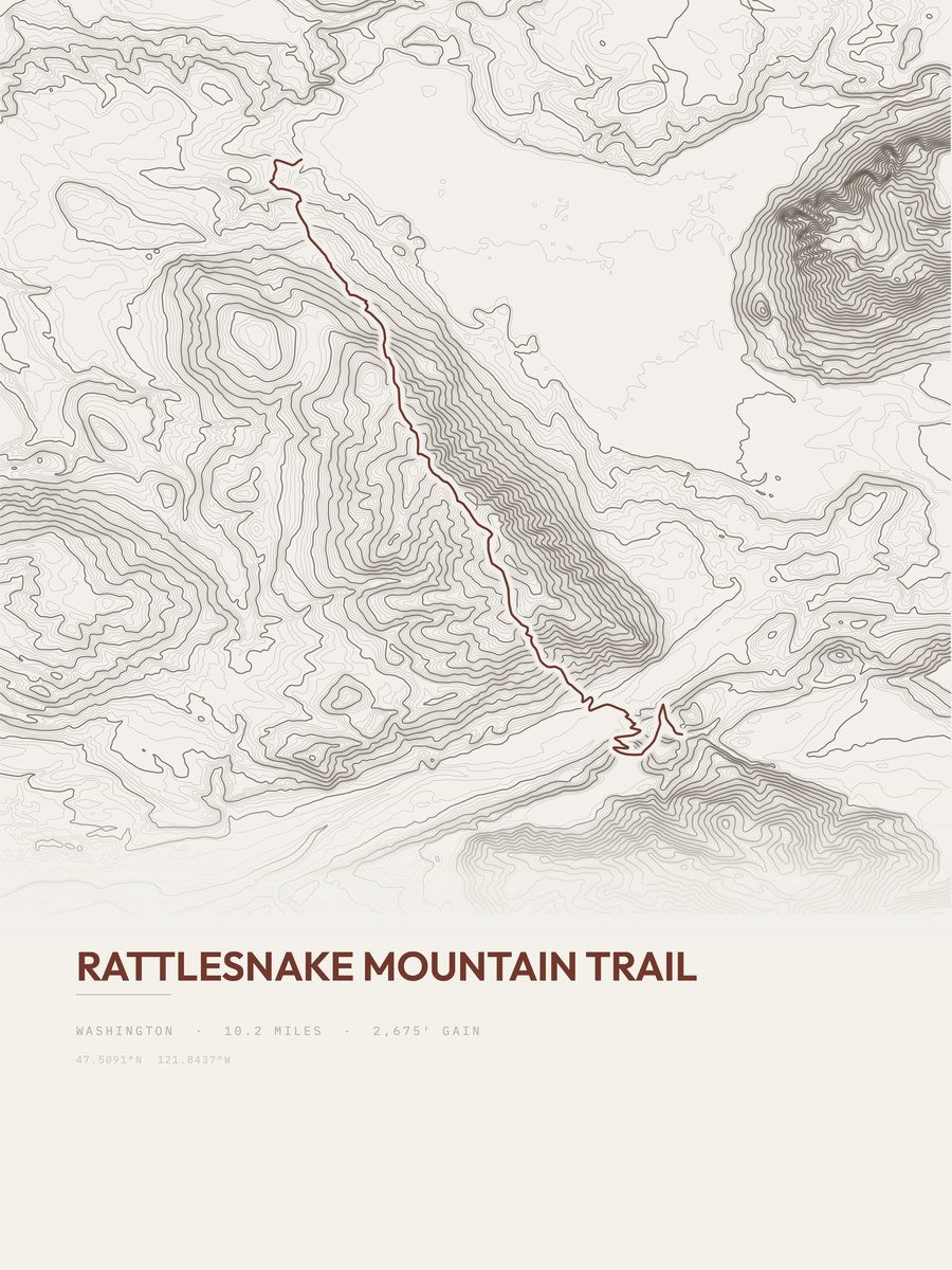 Rattlesnake Mountain Trail Topographic print