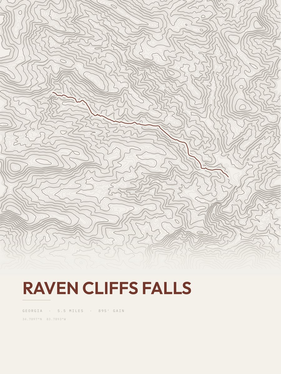 Raven Cliffs Falls Topographic print