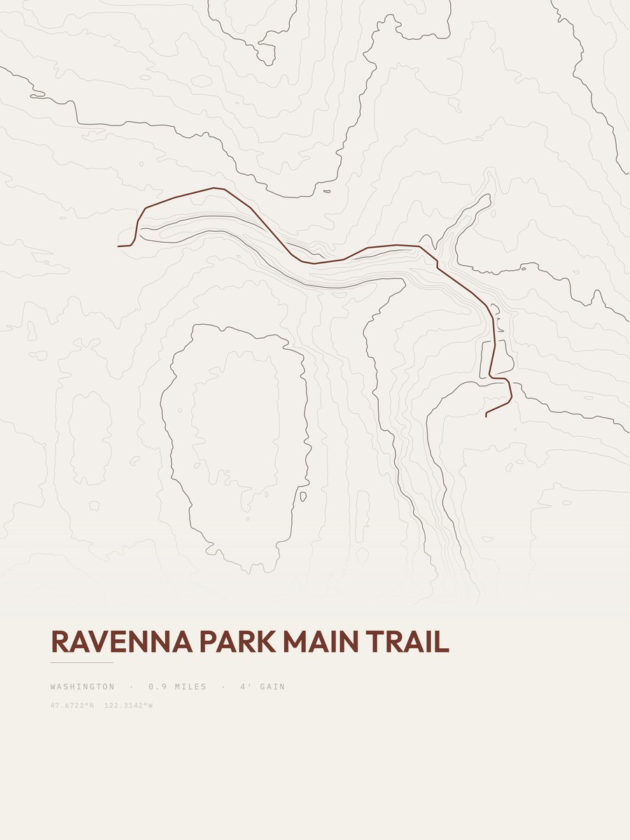 Ravenna Park Main Trail Topographic print
