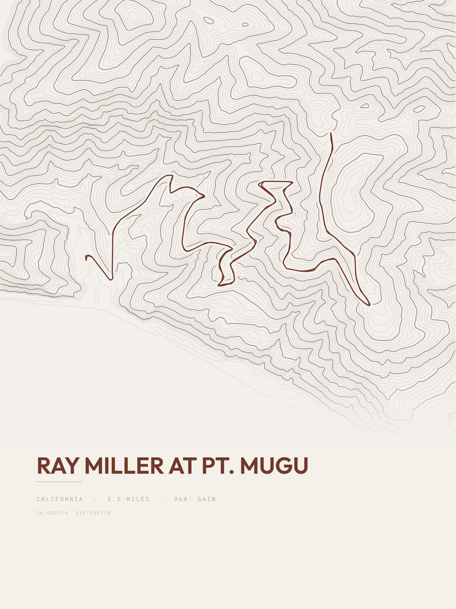 Ray Miller at Pt. Mugu topographic trail print