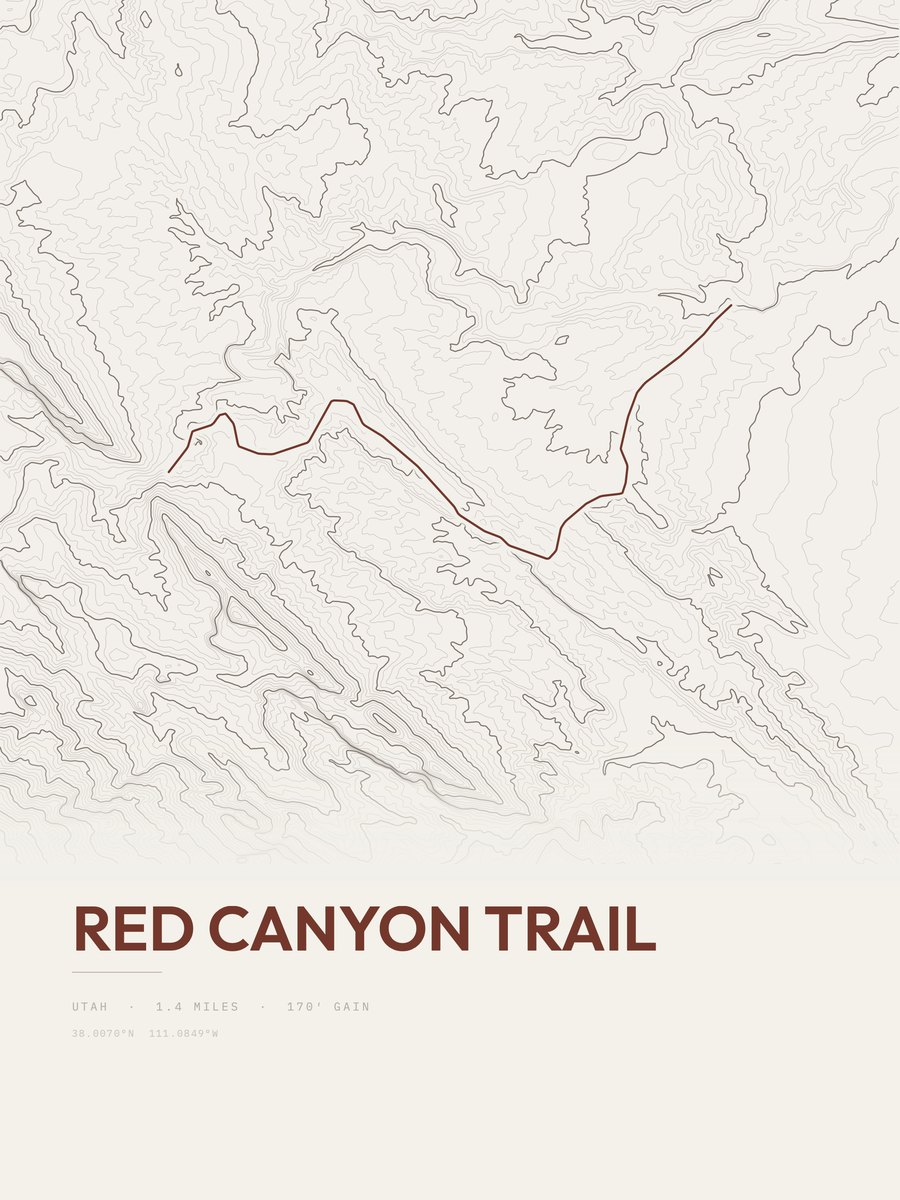 Red Canyon Trail topographic trail print
